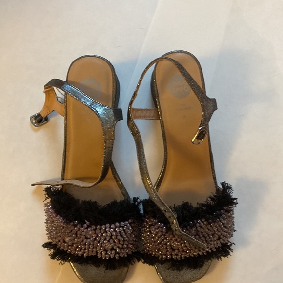 silver shoes with a purple bead accent - Picture 2 of 5